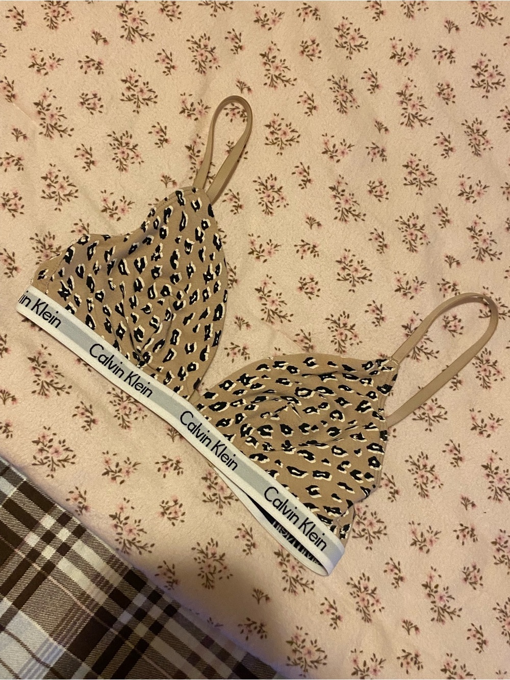 Calvin Klein Leopard-Print Triangle Bralette - Size Small